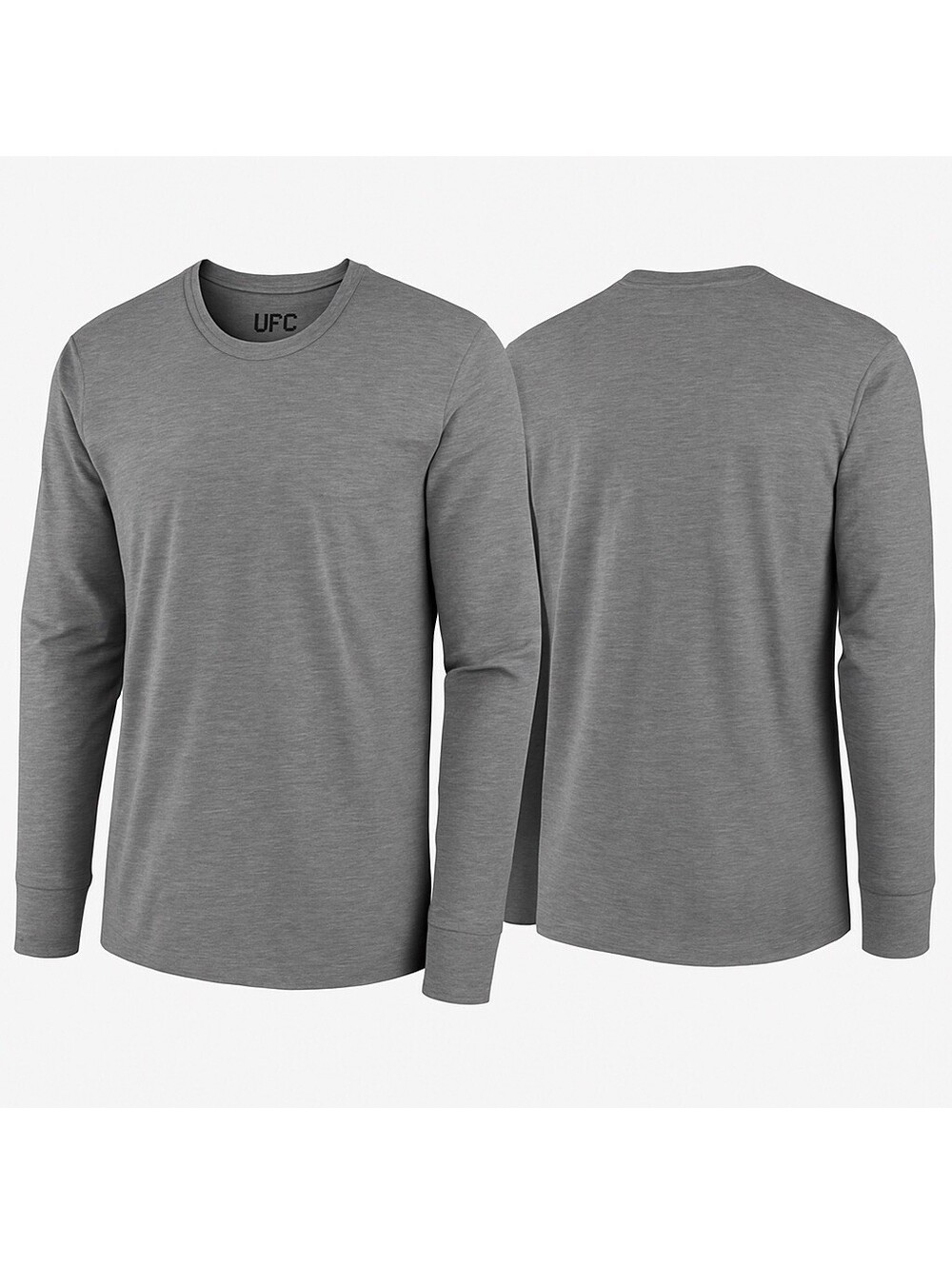 UFC Long Sleeve T-Shirt Gray Size L 100% Cotton Athletic Fit Logo Tee